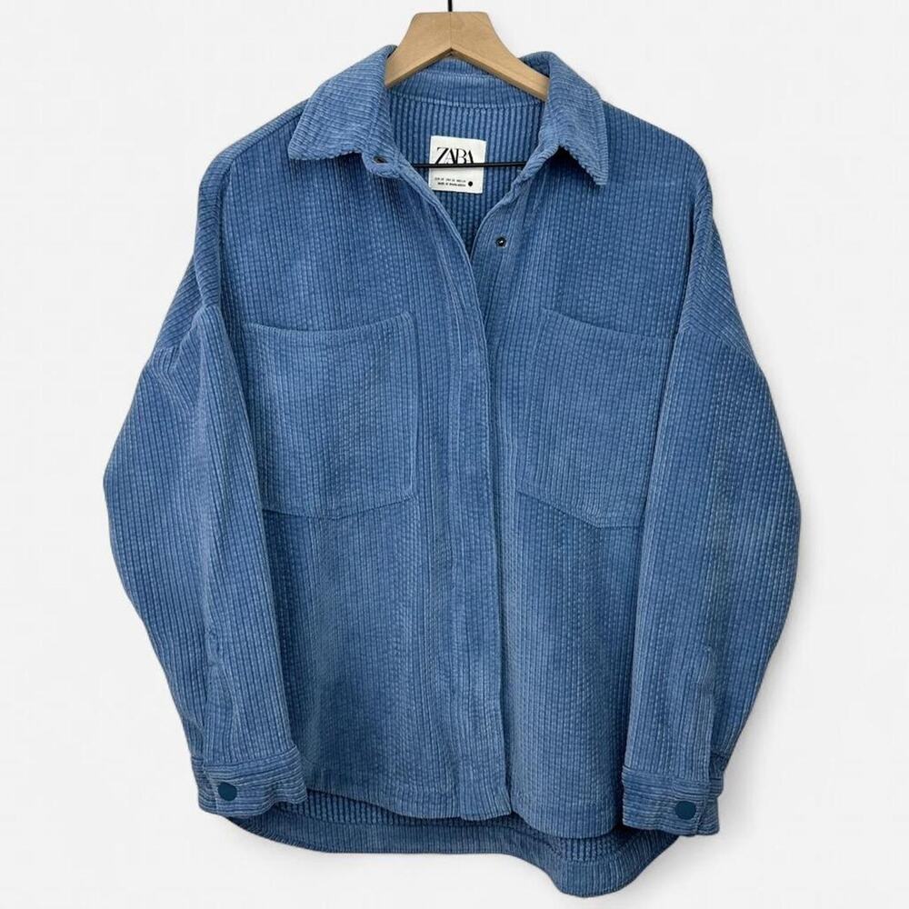 Zara blue corduroy button up jacket